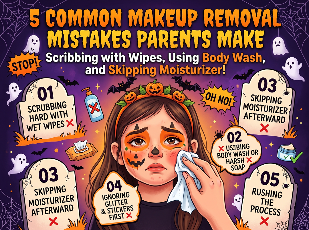 Common Face Paint Removal Mistakes - Scrubbing with Wet Wipes, Using Body Wash, Skipping Moisturiser