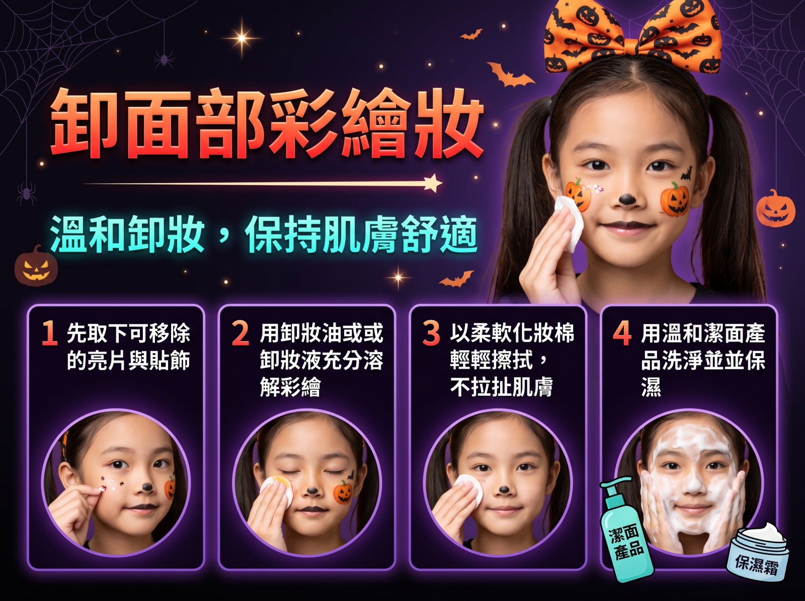 正確面部彩繪卸妝步驟｜四步教學