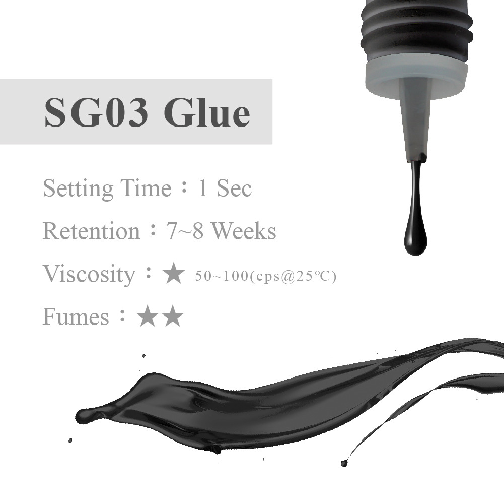 Latex and formaldehyde free 0.8-1 second drying time Up to 8 weeks retention Thinner and smooth viscosity Ideal humidity: 35-55% RH Ideal temperature: 18-23ºC Works for both volume and classic eyelash extensions SGS certified ingredients made in Japan